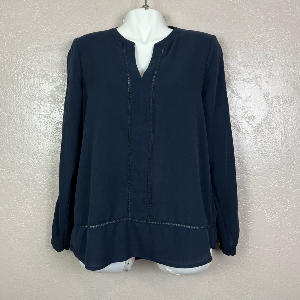 MICHAEL Michael Kors Navy Blue V-neck Long Sleeve Blouse‎ Size M - Picture 8 of 14